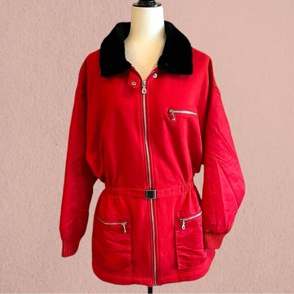 Vintage Liz Claiborne red cinched waist jacket - Picture 1 of 9